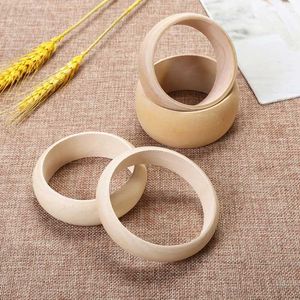 6 Stück unlackiertes, natürliches, unbehandeltes, einfaches Holzarmband, 68 mm (2,68 Zoll), rund, für DIY-Schmuckherstellung, handgefertigte Geschenke, Q0719