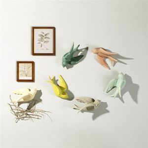 1PC Ceramic Wall Mount Hanging Colorful Swallows Mounted Nordic Decorative for Home Decor 210924