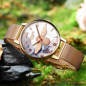 Begränsad utgåva Blommor Garden Fashion Girls Vattentät Classic Japan Quartz Ladies Rose Gold Armbandsur för Kvinnor 210527