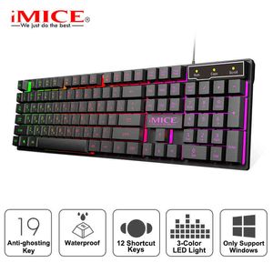 Gaming Wired Gamer Keyboards com RGB Backlit 104 Borracha Keycaps Russo Ergonômico USB Teclado PC Portátil