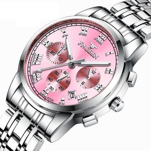 2021 genuine three-eye six-pin ladies watch female student waterproof luminous Korean fashion trend net