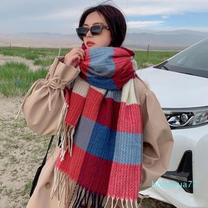 luxury- Scarves 2021 Cotton Lady Big Shawl Imitation Cashmere Scarf Autumn And Winter Thickening Warm Letter Printing Double-sided