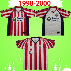 Retro 1998 1999 2000 Chivas GuadalajaraサッカーJerseys Del 98 99 00ビンテージ古典的なフットボールシャツアンティークコレクション制服ホームアウェイホワイトレッドカムセタ