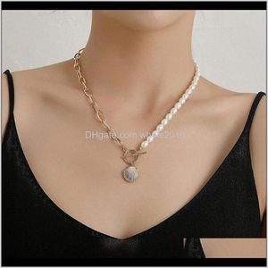 Chains Necklaces & Pendants Drop Delivery 2021 Pearl Scallop Pendant Necklace Boho Style Fashion Net Red Jewelry Good Gift For Girls 643O# Vi