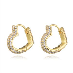 Hoop & Huggie Hip Hop Heart Ear Ring Design Earrings For Women Men Brilliant CZ Dangle Inlaid Accessories Top-quality Jewelry