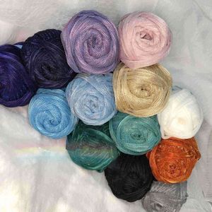 1ピースメタリックTシャツホロメッシュグリッターヤーンDIYの手作りの編み物かぎ針編みの糸財布光沢のあるキラキラ特別糸100g / Pc Y211129