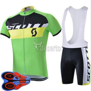 Scott Team Ropa Ciclismo Andningsbara Mens Cykling Kortärmad Jersey Bib Shorts Set Summer Road Racing Kläder Utomhus Cykel Uniform Sport Suit S210042071