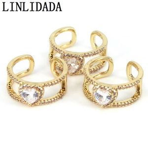 10 pcs na moda 2021 moda cor ouro anel de coração cristal cz dinja anéis para mulheres meninas festa nupcial casamento jóias presente