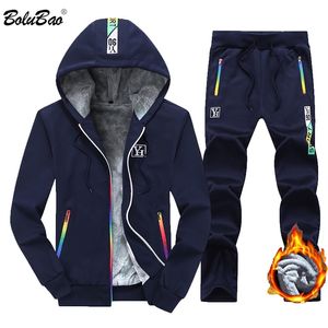 Bolubao Marka Mężczyźni Dres Ustawia Męska Kapturem Kurtka + Pant 2 Piece Sportswear Sets Fashion Casual Suit Set Male 211109