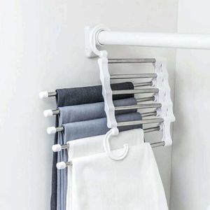 5 In 1 Portable Multi-function Stainless Steel Pants Hanger Drying Rack Storage Rack Space Saving Home Accessories 210702