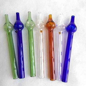 Nector Collector Colored Glass Hand Straw Dab Pipe Rig Stick 15,5 cm Oil Burner Rökningstillbehör prickade rör för vattenpipa vatten bongs munstycke