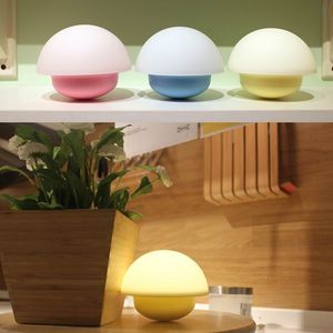 Tumbler Lamp LED Gadget Mushroom Silicone Nightlight USB Touch Sensor multicolour changeable Atmosphere desktop pat Light Optional Power Supply Festival Gifts