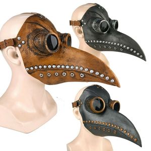 Śmieszne Średniowieczne Steampunk Plague Doctor Bird Mask Latex Punk Cosplay Maski Belft Dorosłych Halloween Event Cosplay Rekwizyty