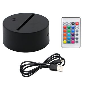 top popular LED Lamp Bases for 3D Acrylic Night Light ABS Black Lamp Touch Base with USB Cable and Remote Control 2022