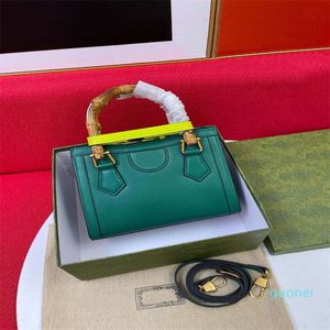 2021 moda donna borsa di design borsa di bambù di alta qualità verde rosa maniglia it cross body lady Diana mini tote bag