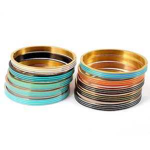 Fashion Stripe Enamel Design Bracelet & Bangles for Women Stainless Steel Bangle Gold Boho Jewelry Accessories Pulseiras Gift Q0719