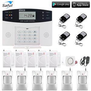 LCD Display Wireless GSM Russian English Spanish French voice SMS and Smoke Sensor Home Security Alarm System