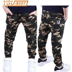 Camouflage Boys Trousers Pants Casual Cotton Print Mid Elastic Waist Harem Kids Boy Children Blue Green Army 211103