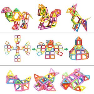 77 шт.-253 шт. Мини Магнитный дизайнер строительный магнитный блок набор DIY модель здания игрушка пластиковые образовательные игрушки для детей Q0723