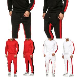 Autumn Winter Patchwork Pocket Sweater Top Men's Pants Sets Sports Suit Tracksuit Black Bruce Lee Yellow Cosplay Two piece set X0610