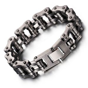 Men's Brushed Tennis Bike Chain Bracelet Cool Matte Biker Bicycle Bracelets Fashion Heavy Male Stainless Steel Motorcycleewelry