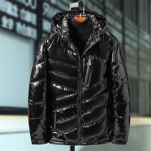 Bright Leather Winter Men Jacket Casual Parka Outwear Waterproof Thicken Warm Stand Collar Coat 5XL 7XL 9XL 210910