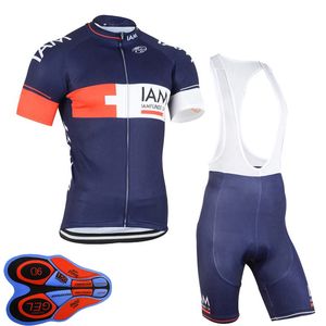 Iam Team Andas Mens Cykling Kortärmad Jersey Bib Shorts Set Summer Road Racing Kläder Utomhus Cykel Uniform Sports Suit Ropa Ciclismo S210050772