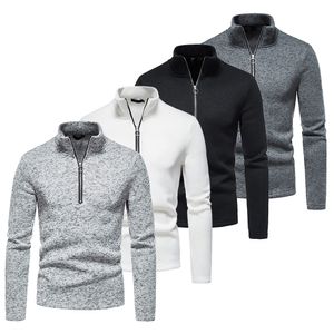 Design Sale Mens Polo Shirt Knit Long Sleeve Spring/Autumn Solid 1/2 Zip Classic Casual Men Half Open Collar Basic Tops Men Fas