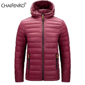 CHAIFENKO Winter Warm Waterproof Jacket Men Autumn Thick Hooded Cotton Parkas Mens Fashion Casual Slim Jacket Coat Male 211014