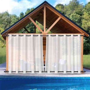 Outdoor Sheer Curtain, Waterproof Wind-Break Canopy Drapes Blinds for Privacy, Porch, Gazebo, Deck and Pergola 210913