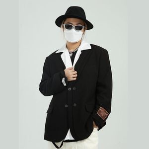 Jovens Korea Streetwear moda de terno solto Casaco Homens de peito duplo casual blazers jaqueta masculina fatos masculinos