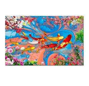 Wholesale wall art painting canvas chinese for sale - Group buy Contemporary Chinese Style Feng Shui Koi Fish Painting Flowers Picture Poster Giclee Prints On Canvas Wall Art for Living Room Bedroom Office Home Decor HYL1242
