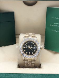 Luxury U1 Factory 16 Style Full Diamond Black Dail President Day Date Watch 128238 Sapphire Big Diamond Bezel 43mm Gold Men Automatic Mechanical Wrist Watches