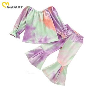 1-6Y Kleinkind Kind Mädchen Tie Dye Kleidung Set Langarm T-shirt Flare Hosen Outfits Herbst Kinder Kostüme 210515