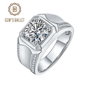 GEM'S BALLET Luxury 925 Sterling Silver 1ct 2 ct 3ct D Color Rings Men Modern Ring For Anniversary Father's Day gift 211217
