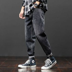 Kore Stil Moda Erkekler Kot Gevşek Fit Rahat Pamuk Denim Harem Pantolon Kış Sıcak Veet Vintage Tasarımcı Geniş Bacak Pantolon