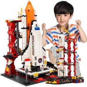 QWZ City Spaceport Space Shuttle Launch Center Building Blocks Mattoni Giocattoli educativi per bambini per bambini Regali di Natale Q0624