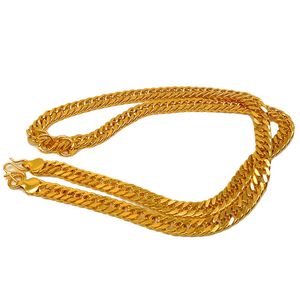 8mm / 10mm Double Curb Miami Collana a catena da uomo 18K Yellow Gold Filled Classic Clavicola Jewelry Gift 60cm Long