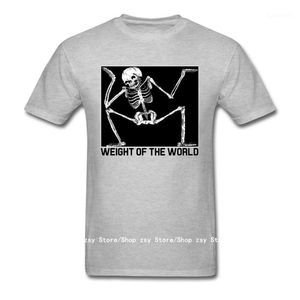 T-shirt da uomo Weight Of The World Grey Plus Size 5xl T-shirt Fashion Mans Skull Tops Skeleton Print Tees Abbigliamento di alta qualità Novità