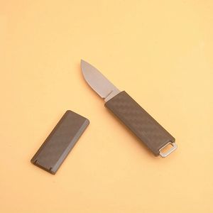 Mini Kleine Überleben Gerade Messer 8Cr13Mov Satin Klinge Carbon Fiber Griff EDC Taktische Messer Mit Scheide