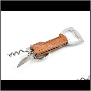 Kitchen Tools Kitchen Dining Bar Home Gardenopeners Wooden Handle Bottle Opener Keychain Knife Pulltap Double Hinged Corkscrew Stainless S