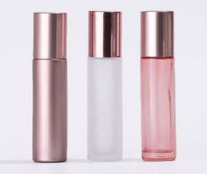 5 -10ML Mini Roll On Bottle Fragrance Glass Bottles Rose Gold Essential Oil Steel Metal Roller Ball Perfume Container