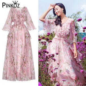 Sweet Blush Pink Floal Printed Women Dresses To Birthday Party Pretty Ruffles Tiered Tulle Mini School Dress 210421