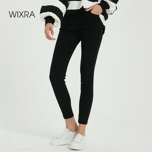 Wixra Slim Pencil Jeans Byxor All Base Match Elastisk Midja Ankellängd Basic Skinny Denim Trousers Spring Höst 210925