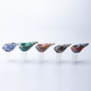 Headshop214 G040 Rauchpfeife im Muschel-Stil, Glasschalen, 14 mm, 19 mm, männliche Tabak-Perücke, Glas, Wasserbong-Schüssel