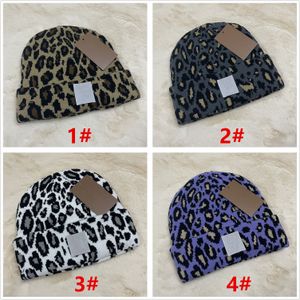 Designer beanie varumärke kepsar för kvinnor män vinter stickade leopard hattar unisex damer varma gorras slips dye stickade mössor