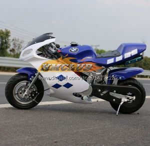 2021 Mini Motorcykel 2-slags sport Small Locomotive Moto Bikes Bbirthday Gift Hand Start 49cc 50cc Ny 2-slag bensin motobik166m