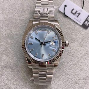 ST9 Steel Watches 40MM Diamond-Set Blue Dial Fluted Bezel Ice Automatic Mechanical Movement Sapphire Glass President Stainless Mens Wristwatches Date