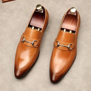 Stor storlek EUR45 SVART / BROWN Business Dress Shoes äkta läderkontorskor Mens Sociala skor med spänne