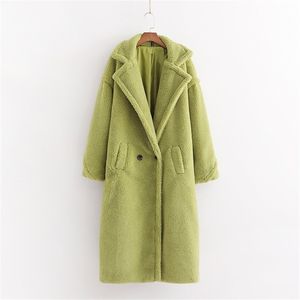 Höst Vinter Kvinnor Avokado Grön Teddy Coat Stilig Kvinnlig Tjock Varm Cashmere Jacka Casual Girls Streetwear 210531